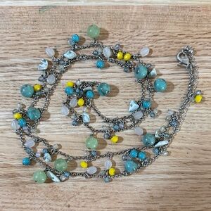 Lia Sophia Multi-Strand Necklace with Turquoise, Yellow & Light Green Beads